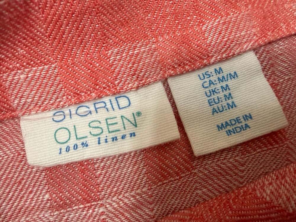 Sigrid Olsen Red Linen Camp Shirt Size M
